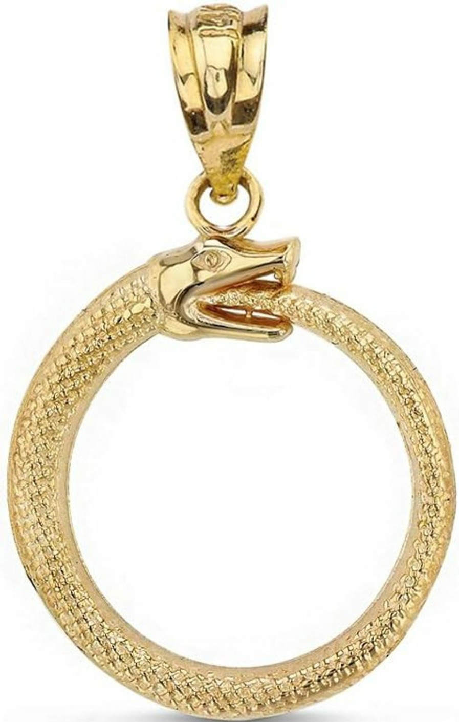 Online Claddagh Gold Solid 14K Yellow Gold Eternal Cycle Ouroboros Serpent Snake Pendant