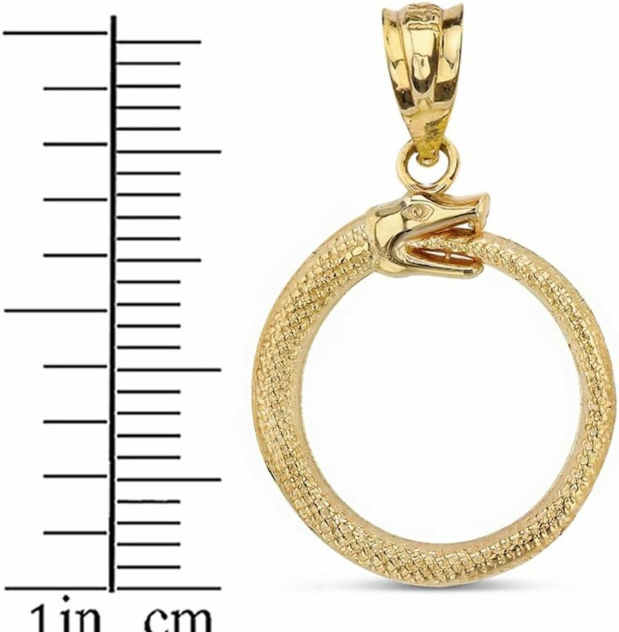 Online Claddagh Gold Solid 14K Yellow Gold Eternal Cycle Ouroboros Serpent Snake Pendant