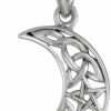 Online Moonlight Mysteries Small Sterling Silver Celtic Knot Crescent Moon Pentacle Pendant