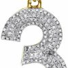 Hot DTJEWELS Dtjewels 10K Yellow Gold Finish Round Cut Diamond Number 3 Bubble Pendant Pave Dome Charm 0.63 Ct.