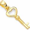 Hot The World Jewelry Center 14K Real Yellow Gold Tiny Key To My Heart Charm Pendant