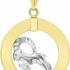 Hot Jewelry America Jewelry America 14K Two-Tone Gold Open Circle Zodiac Sign Pendant