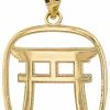 New Claddagh Gold 10K And 14K Yellow Gold Japanese Torii Gate Shinto Pendant Charm Necklace - Choice Of Metal