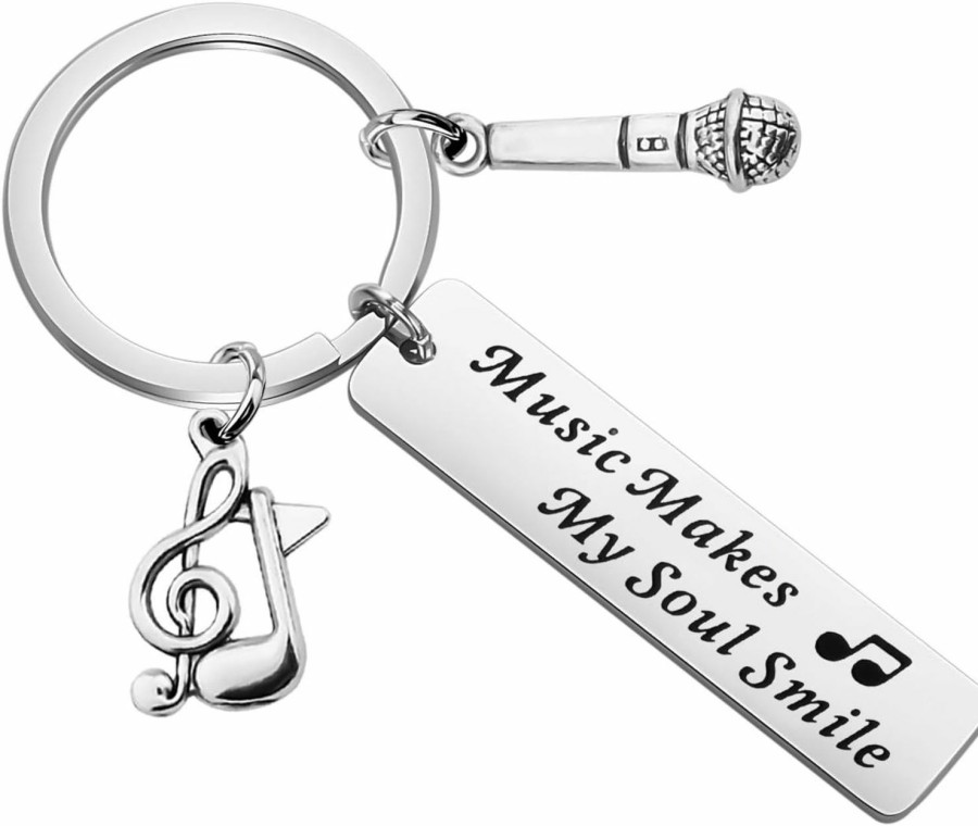 New UJIMS Ujims Music Lovers Gift Singer Microphone Keychain Music Makes My Soul Smile Gift For Music Teachers Musicians