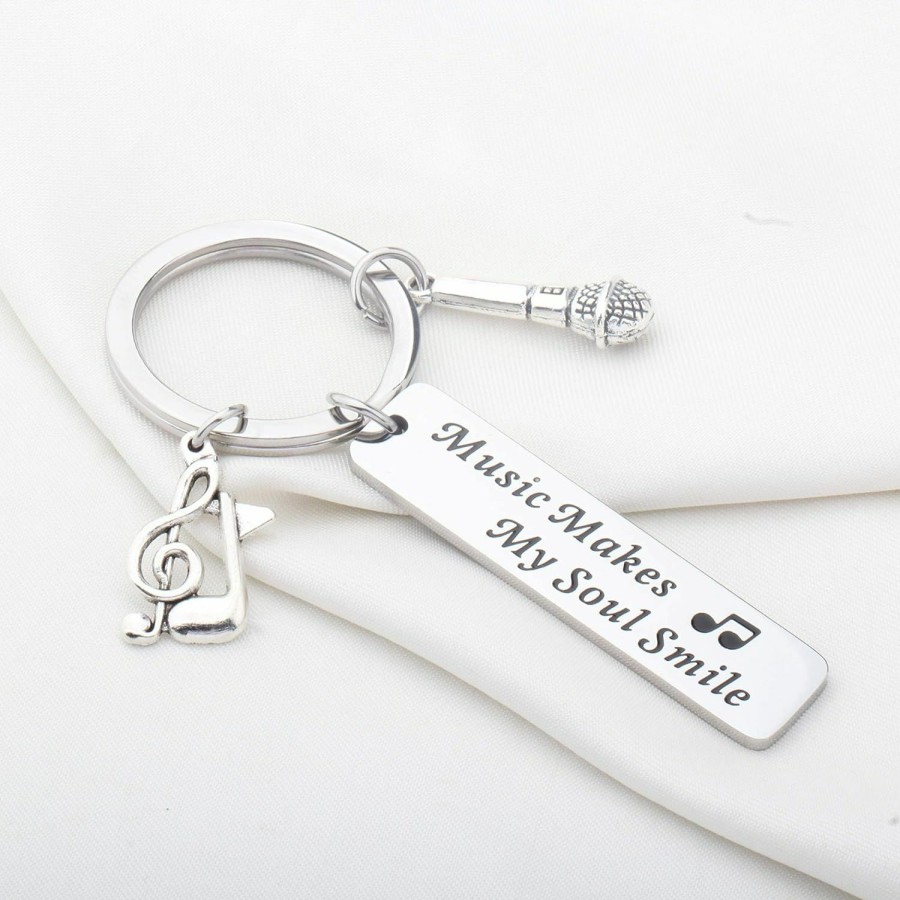 New UJIMS Ujims Music Lovers Gift Singer Microphone Keychain Music Makes My Soul Smile Gift For Music Teachers Musicians