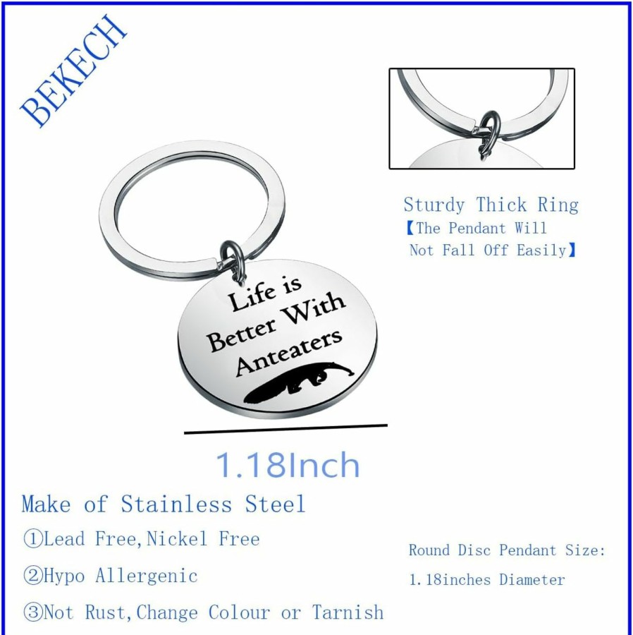 Hot BEKECH Bekech Lift Is Better With Anteaters Keychain Anteaters Charm Keychain Anteaters Gift For Animal Lover Jewelry