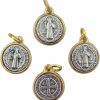 Online Needzo Religious Gifts Needzo Religious Gifts Gold And Silver Tu Toned Base Medal Saint Benedict Pendant, Set Of 4, 3/4 Inch