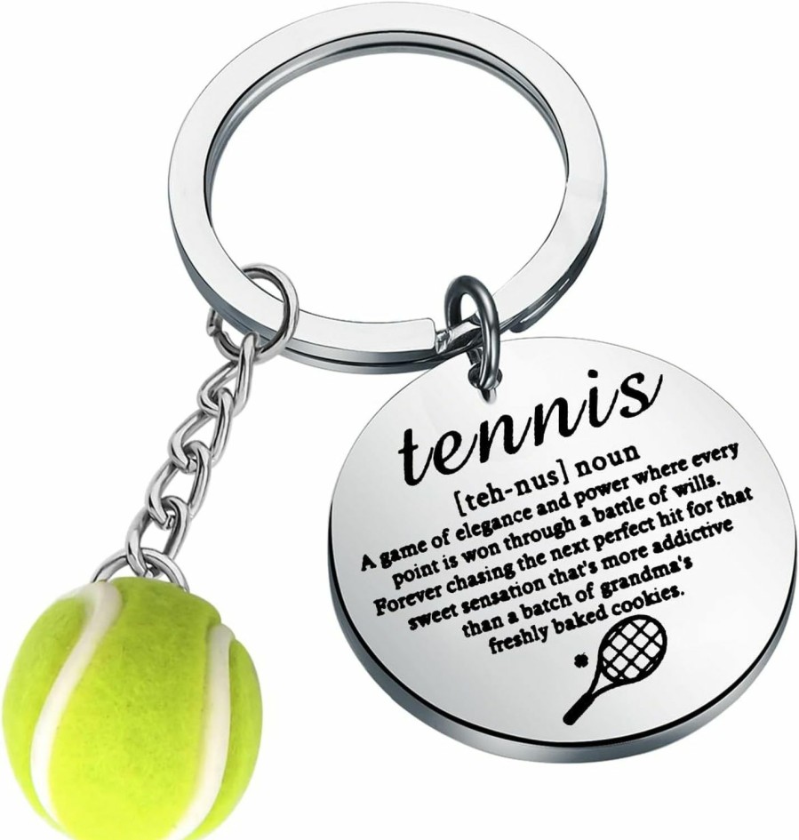 New BEKECH Bekech Tennis Charm Keychain Tennis Lover Gift Tennis Definition Keyring Inspirational Tennis Jewelry Gift For Tennis Players