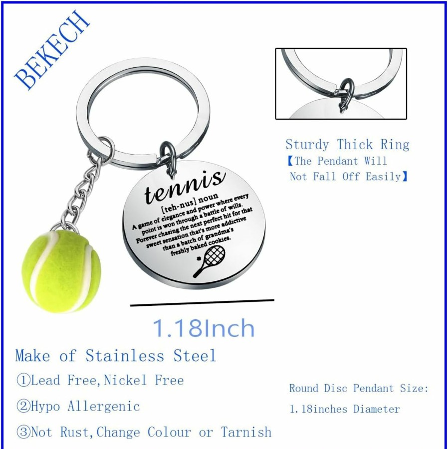 New BEKECH Bekech Tennis Charm Keychain Tennis Lover Gift Tennis Definition Keyring Inspirational Tennis Jewelry Gift For Tennis Players