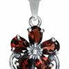 Best Silvershake Silvershake 3.21Ct. Natural Garnet 925 Sterling Silver Flower And Leaf Pendant