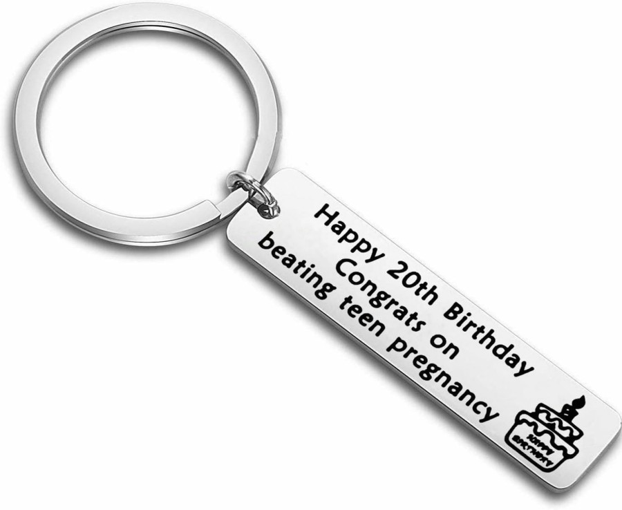 Hot BEKECH Bekech 20Th Birthday Keychain Happy 20Th Birthday Congrats On Beating Teen Pregnancy Keychain