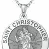 Hot PicturesOnGold.com Picturesongold.Com Saint Christopher Religious Round Medal Only And Medal With Engraving In Sterling Silver, 10K Or 14K Gold