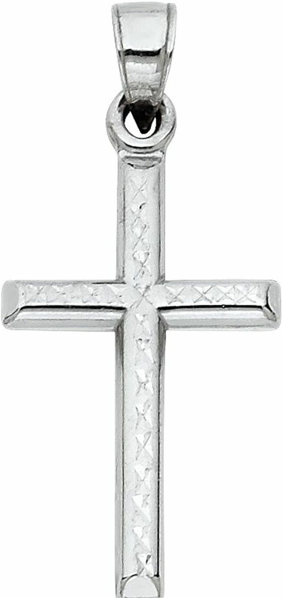 Clearance The World Jewelry Center 14K Real White Gold Religious Cross Charm Pendant