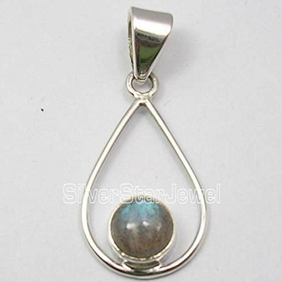 Hot SilverStarJewel Silverstarjewel 925 Sterling Silver 7 X 7 Mm Labradorite Necklace Pendant 1.3\" Ladies Stone