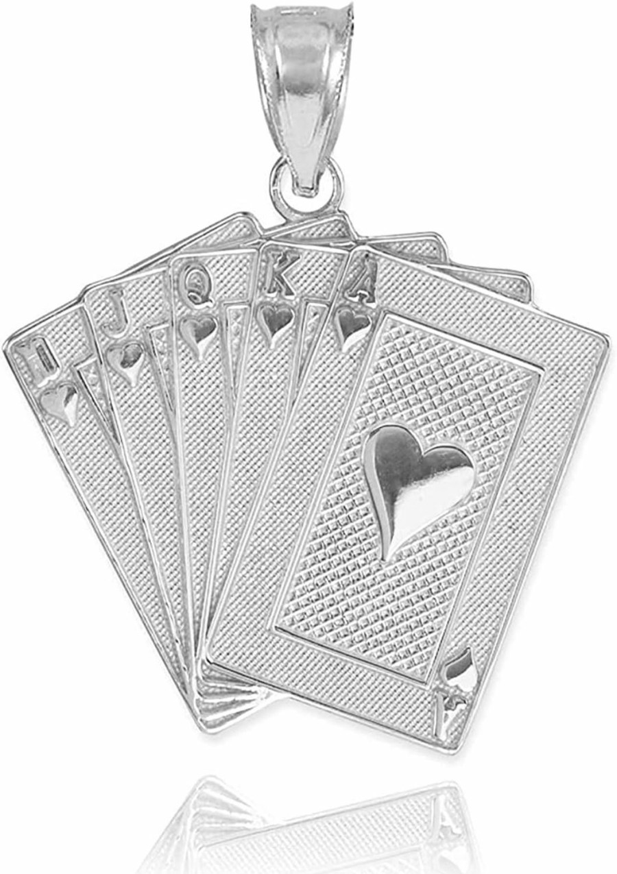 Best Claddagh Gold .925 Sterling Silver Heart Suit Royal Flush Poker Hand Cards Pendant Charm