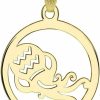 Clearance Jewelry America Jewelry America 14K Yellow Gold Dainty Round Aquarius Zodiac Sign Cut-Out Vase Disc Pendant